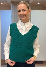 Colete Tricot Decote V Ponto Trabalhado Zappo HC030 I Verde Folha