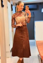 Saia midi suede Barlo | Café