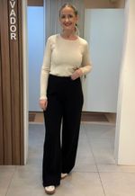 Calça Feminina Tricot Canelada Pantalona 240562 Facinelli | Preto