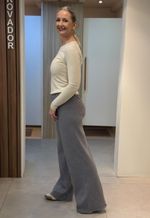 Calça Feminina Tricot Canelada Pantalona 240562 Facinelli | Cinza