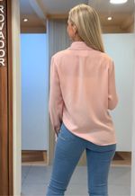 Camisa com botão forrado frente e punho manga longa Wrj | rosa bebê