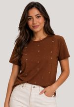T-shirt com pedrarias Ailiyi | marrom