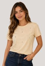 T-shirt com pedrarias Ailiyi | amarelo manteiga
