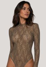 Body renda gola redonda Pretapink | verde musgo