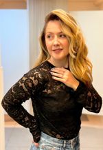 Blusa Renda Manga Longa Pretapink | Preto