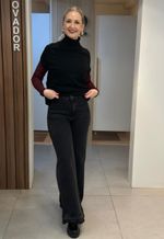 Calça Jeans Wide Leg Bolso Chapado 3796 | Preto Estonado