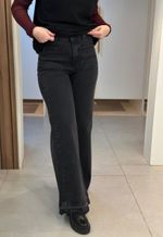 Calça Jeans Wide Leg Bolso Chapado 3796 | Preto Estonado