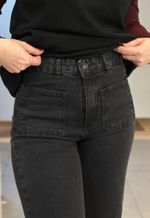 Calça Jeans Wide Leg Bolso Chapado 3796 | Preto Estonado
