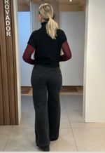 Calça Jeans Wide Leg Bolso Chapado 3796 | Preto Estonado