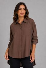 Camisa mullet com bolso frontal Anne | café