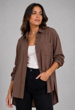 Camisa mullet com bolso frontal Anne | café