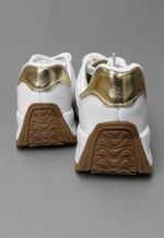tênis chunky plataforma Beira rio | branco e dourado 