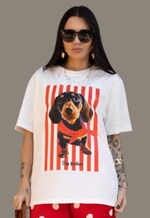 T-shirt salsicha dog fashion Justa Moda | off white