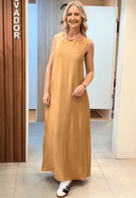 Vestido midi gode com bolso 140085  Zappo | caramelo