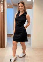 Vestido curto polo sem manga 184915 Marialícia | preto