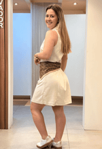 Vestido curto polo sem manga 184915 Marialícia | creme