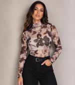 Blusa tule manga longa Nina | Floral Branco