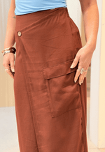 Saia transpassada com bolso 184862 Marialícia | marrom 