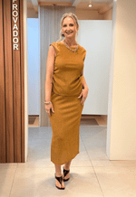 Saia midi com fenda 190063 Style box | caramelo