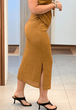 Saia midi com fenda 190063 Style box | caramelo