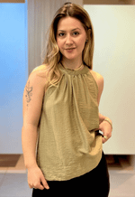 Blusa halter neck com detalhe franzido 120025 Style box | verde 