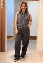 Camisa sem manga com bolsos frontais 210253 Facinelli | grafite