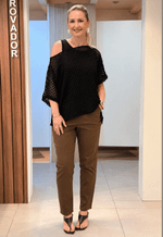 Blusa manga curta renda e regata Natural Pagla | preto