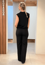 Calça pantalona com pingente de lenço Amaram | preto