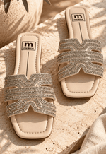 Rasteira strass Moleca | off white