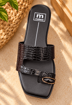 Rasteira verniz croco Moleca  | preto