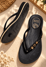 Chinelo shine pin Ipanema | preto e manteiga