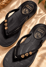 Chinelo shine pin Ipanema | preto e manteiga