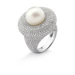 Anel Ninho Pérola South Sea Ouro Branco 