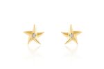 Brinco Infantil Estrela do Mar Ouro Amarelo Diamantes