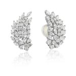 Brinco Ear Cuff Folhas Diamante Ouro Branco