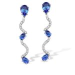 Brinco Tanzanita Diamantes Ouro Branco