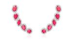 Brinco Ear Cuff Rubis Diamantes Ouro Branco