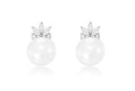 Brinco Pérola South Sea Diamantes Ouro Branco