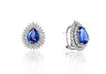 Brinco Gota Tanzanita Diamantes Ouro Branco