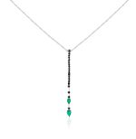 Colar Gravata Diamante Black e  Esmeralda Ouro Branco.