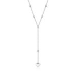 Colar Gravatinha Corações Diamantes Ouro Branco
