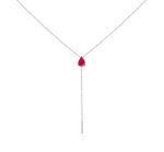 Colar Gravatinha Rubi  e Diamantes Ouro Branco