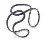 Bracelete Diamante Negro Safira Azul Ouro Branco