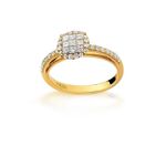 Anel Centro Diamante Carrê  Ouro Amarelo