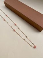 Colar Longo Coral e Topázio Branco 