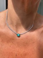 Colar Riviera Esmeralda e Diamantes Ouro Branco 