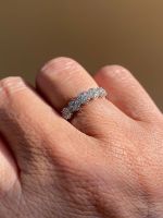 Meia Aliança Flor de Diamante Ouro Branco