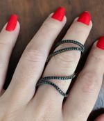 Anel Aros Articulados com Diamante Negro em Ouro Branco 18k  Banho de Ródio Negro