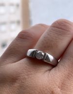Anel Solitário Diamante 30 Pontos Ouro Branco.
