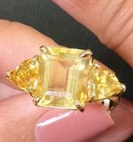 Anel Trio Citrino Ouro Amarelo 